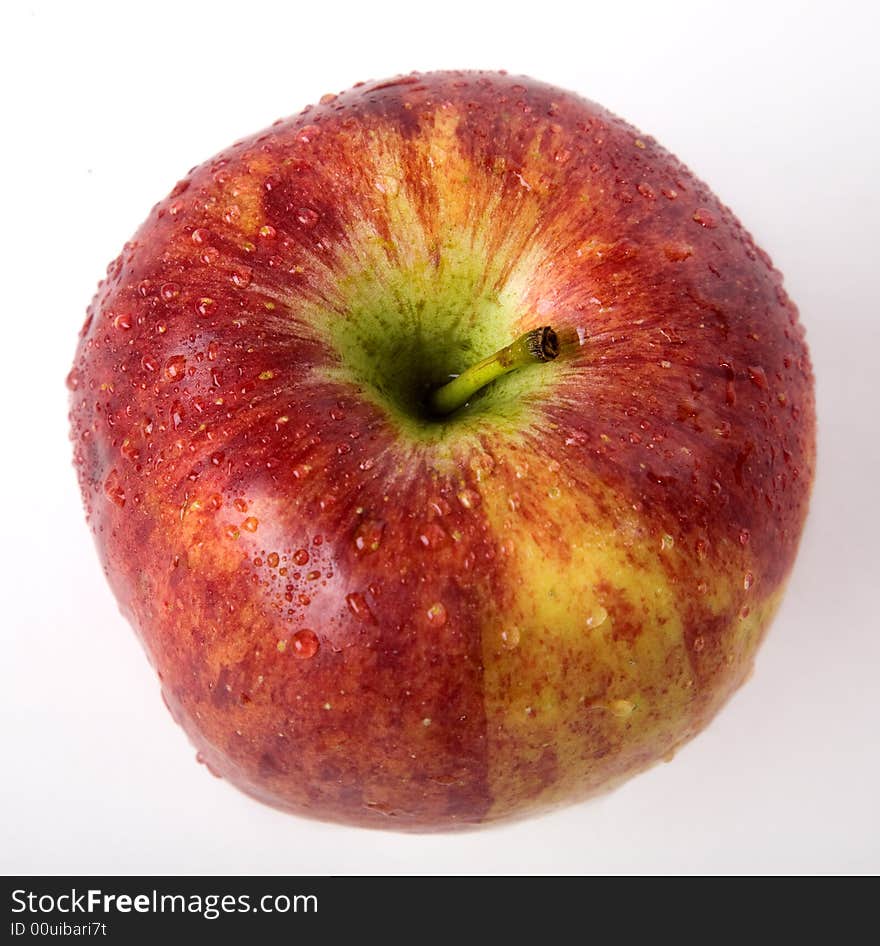 Close-up Picture Of A Wet Red Apple