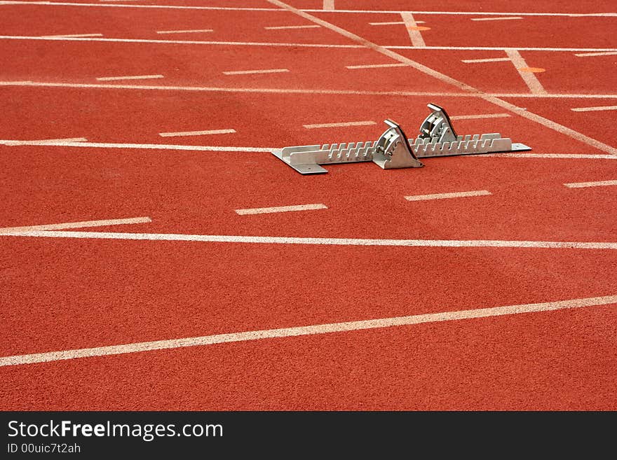 View of an athletics track for running. View of an athletics track for running.