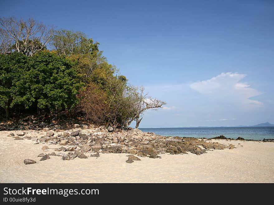 Beautiful longtail boat on the sand seashore. Beautiful longtail boat on the sand seashore