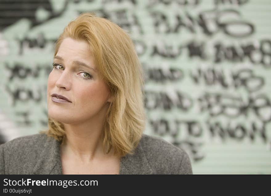 Woman In Front Of Graffiti