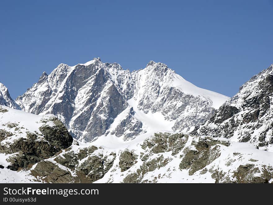 A close up of Bernina mountain after a snowfall - Italy