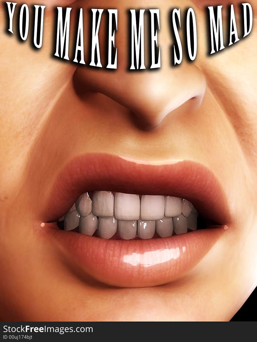 An conceptual image of a very angry female mouth. An conceptual image of a very angry female mouth.