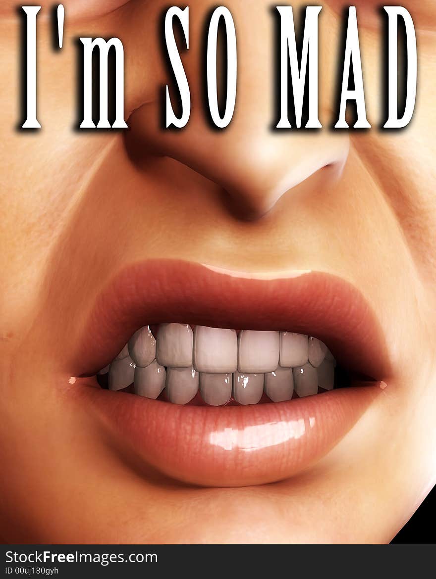 An conceptual image of a very angry female mouth. An conceptual image of a very angry female mouth.