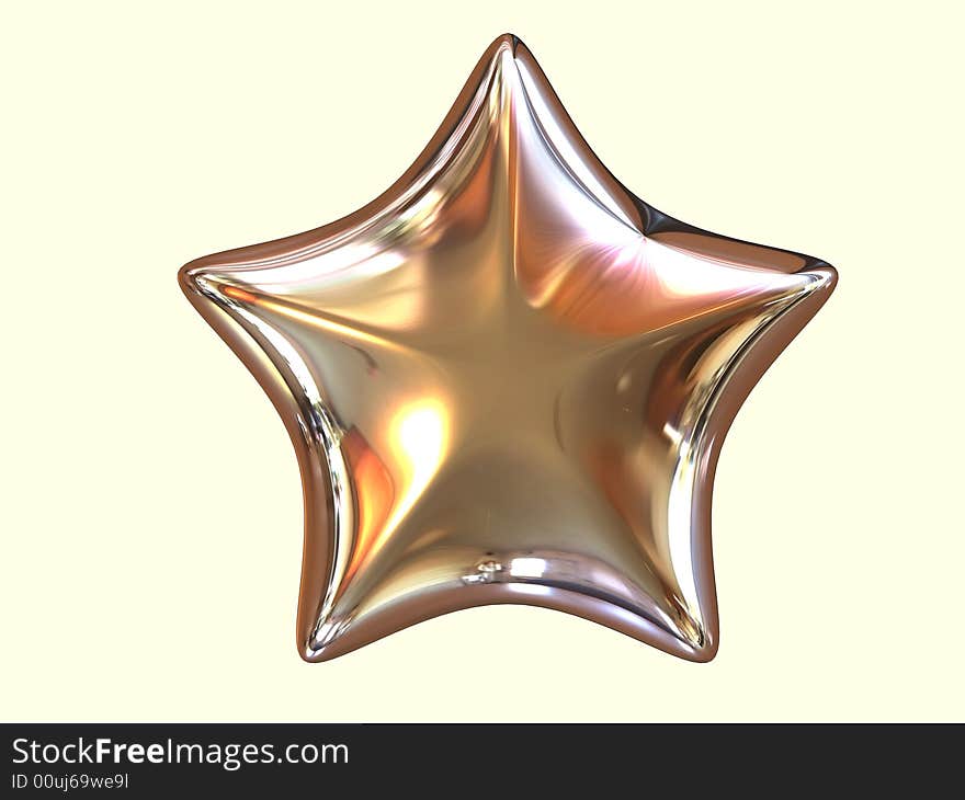 Isolated golden star with yellow background