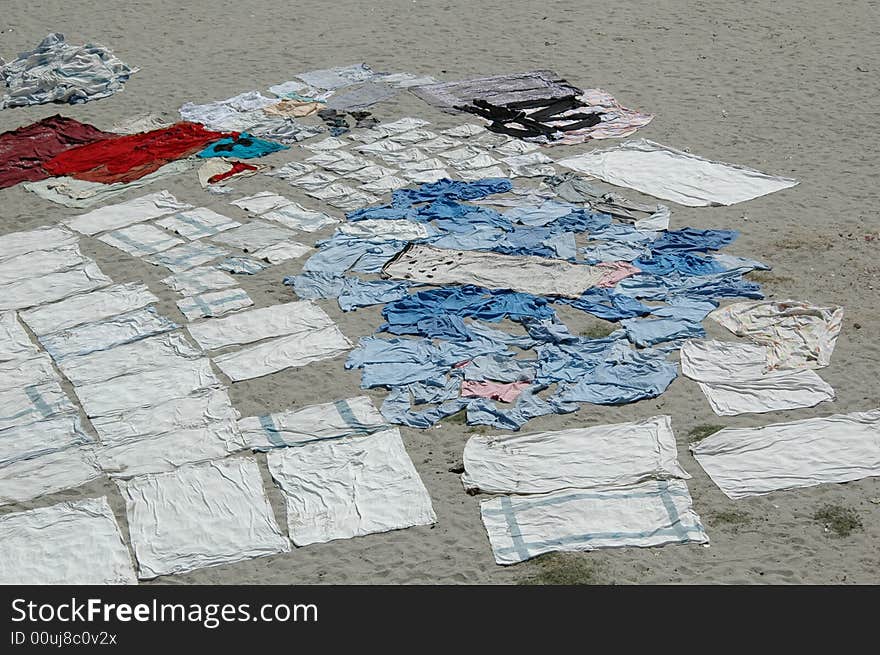 Clothes Drying On Sand