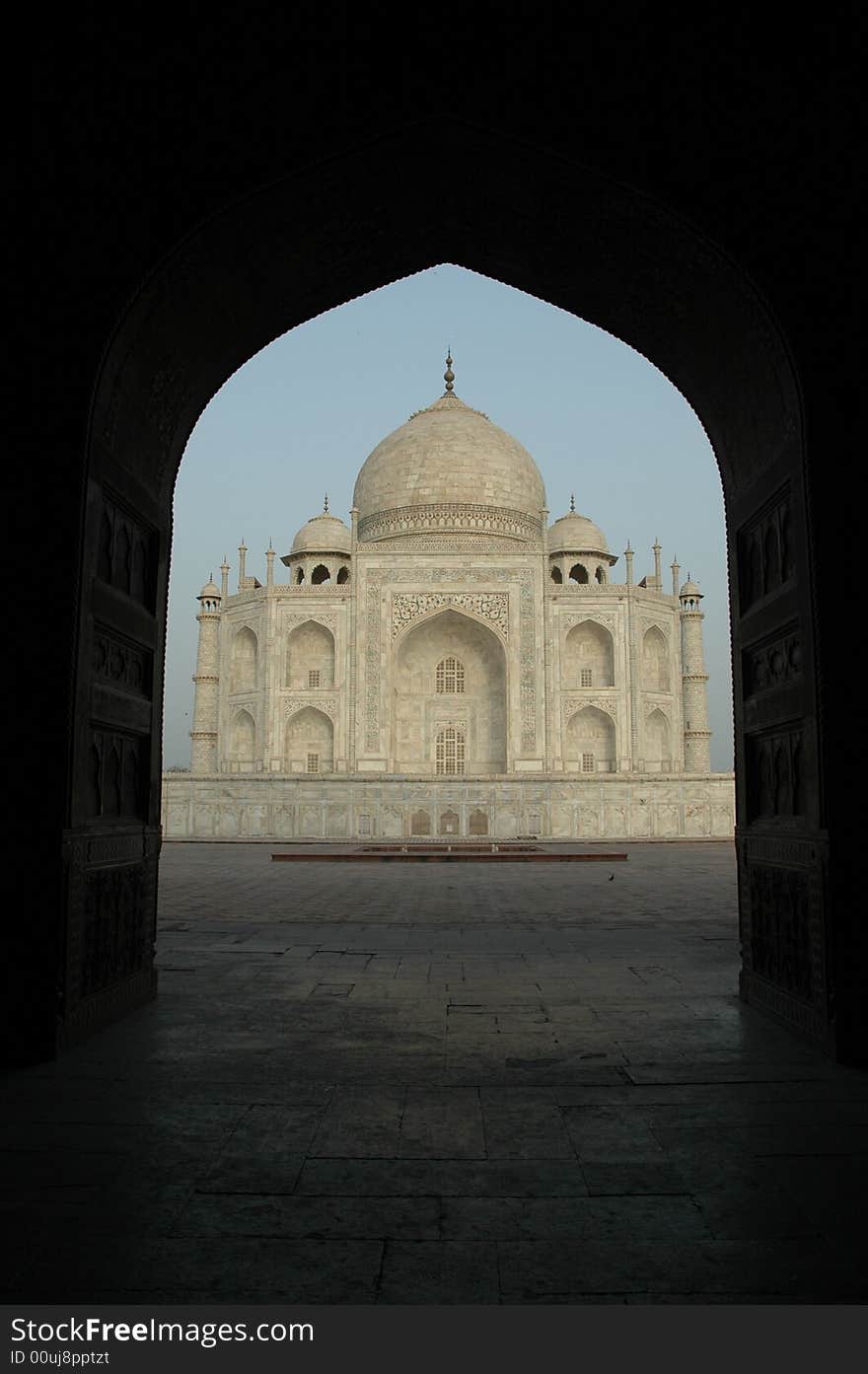 Taj Mahal viewed through arch at entrance