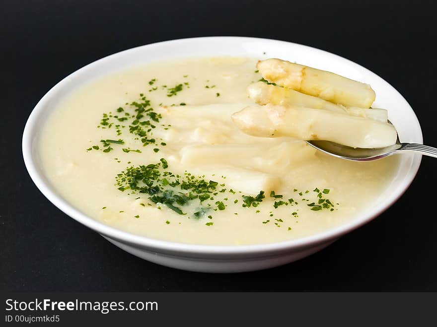 Asparagus soup.a close up shot.