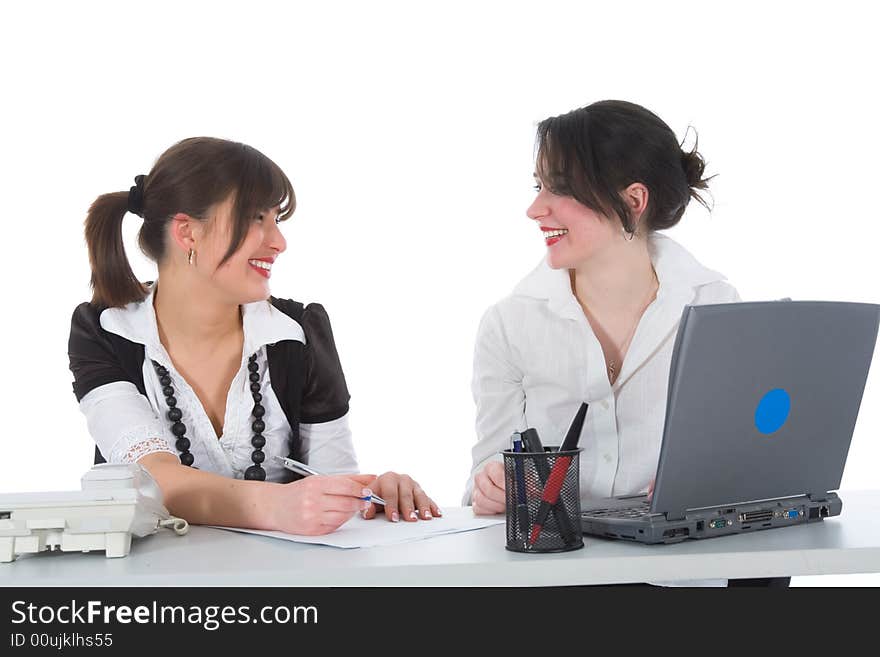 Business women  working on isolated background