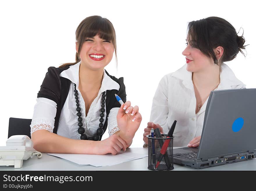 Business women working on isolated background. Business women working on isolated background