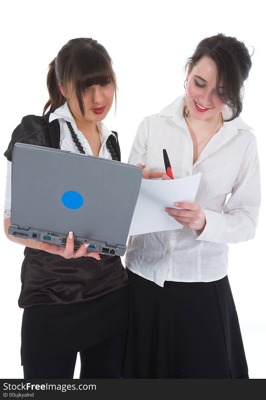 Business women  working on isolated background