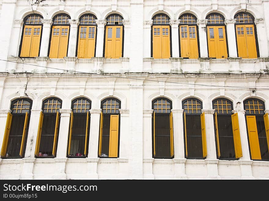 Old office facade in kuala lumpur