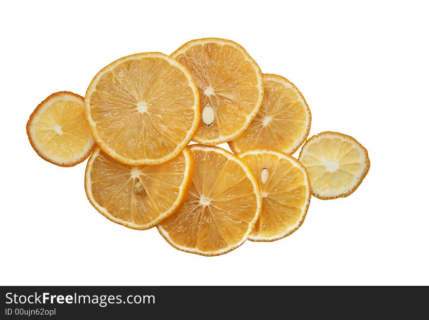 Lemon slices isolated on white background. Lemon slices isolated on white background.