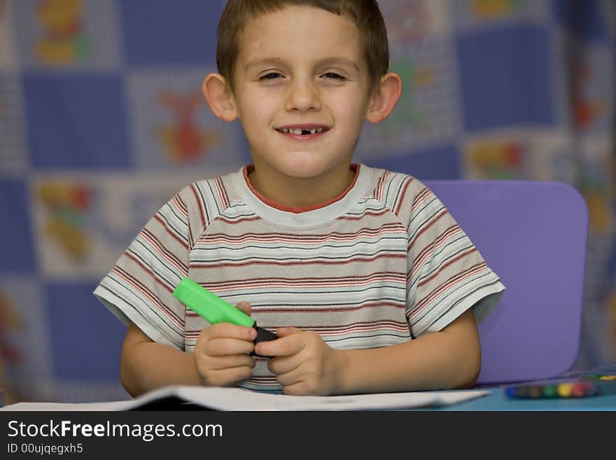 Boy with felt-tip