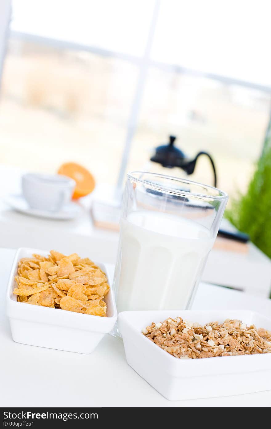 Cornflakes and milk / Fast and delicious breakfast. Cornflakes and milk / Fast and delicious breakfast