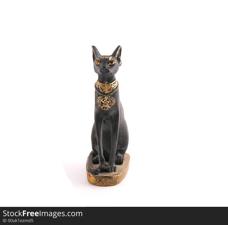 Figure of black Egyptian cat over white. Figure of black Egyptian cat over white