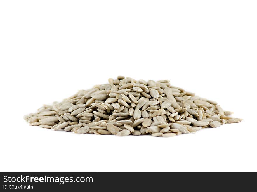 A pile of Sunflower seeds isolated on white