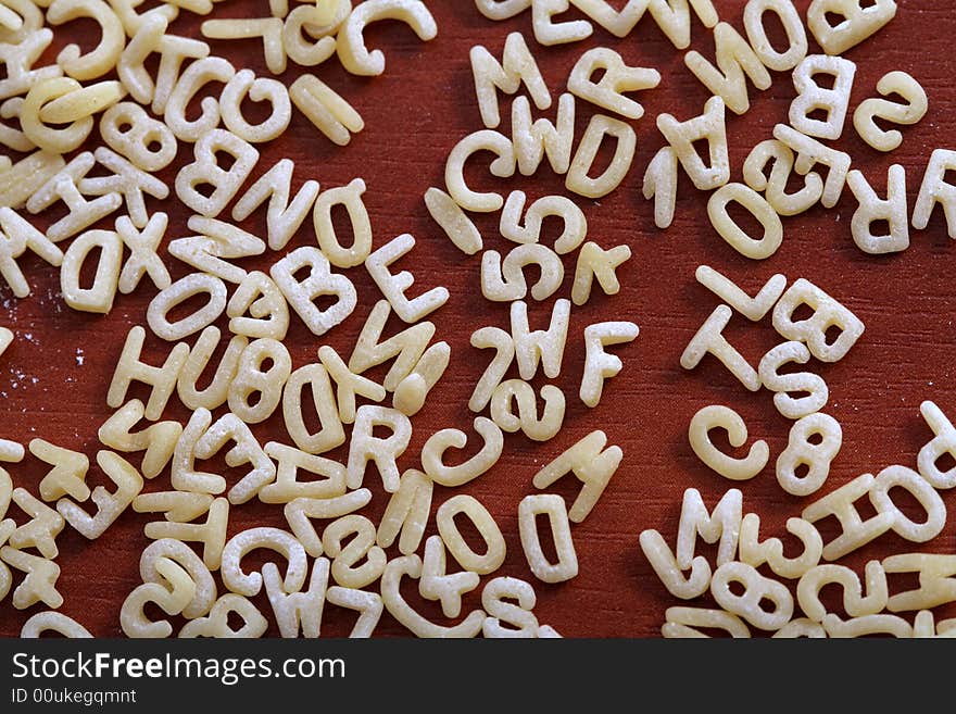 Eatable mini alphabet on table