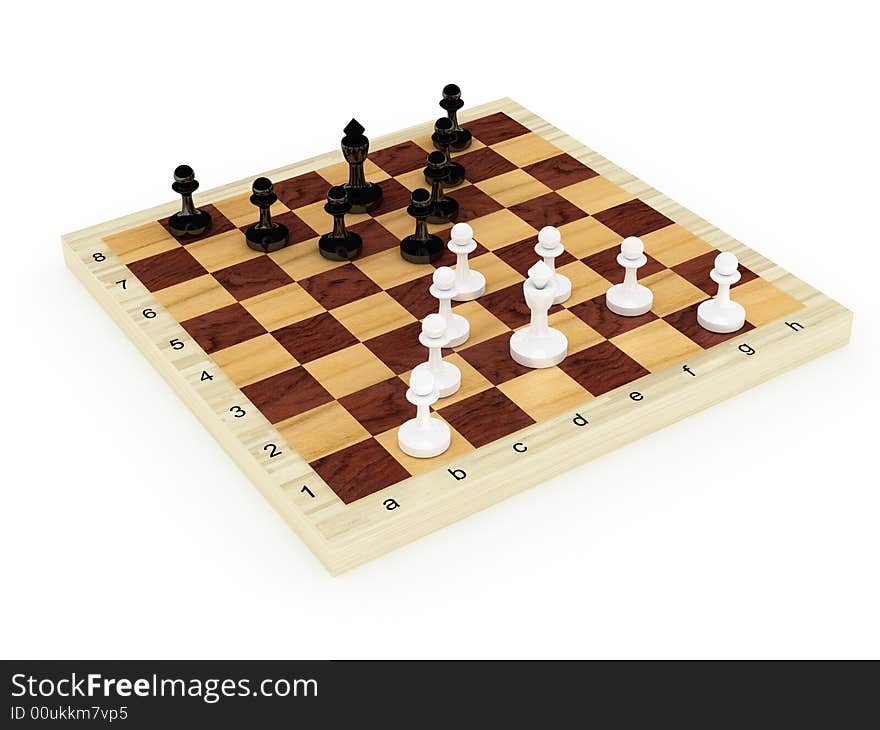 White figures against black on chessboard. White figures against black on chessboard