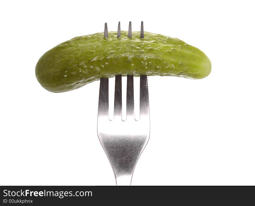 Salted Cucumber On Fork