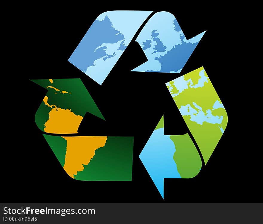 Recycle Symbol-World map