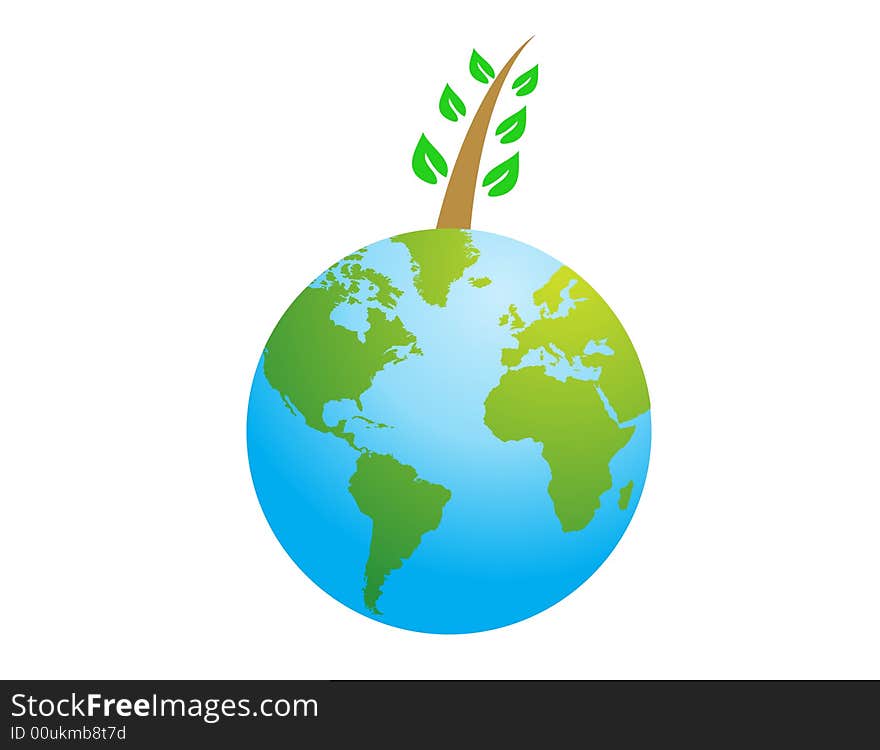 Green world vector illustration on white