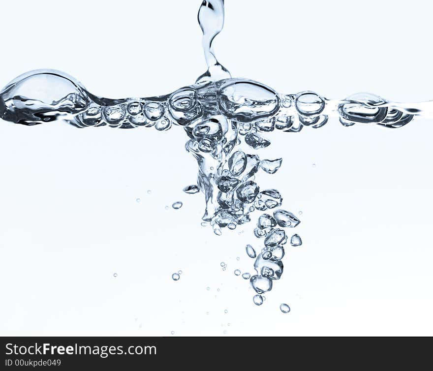 Water bubbles in blue isolated