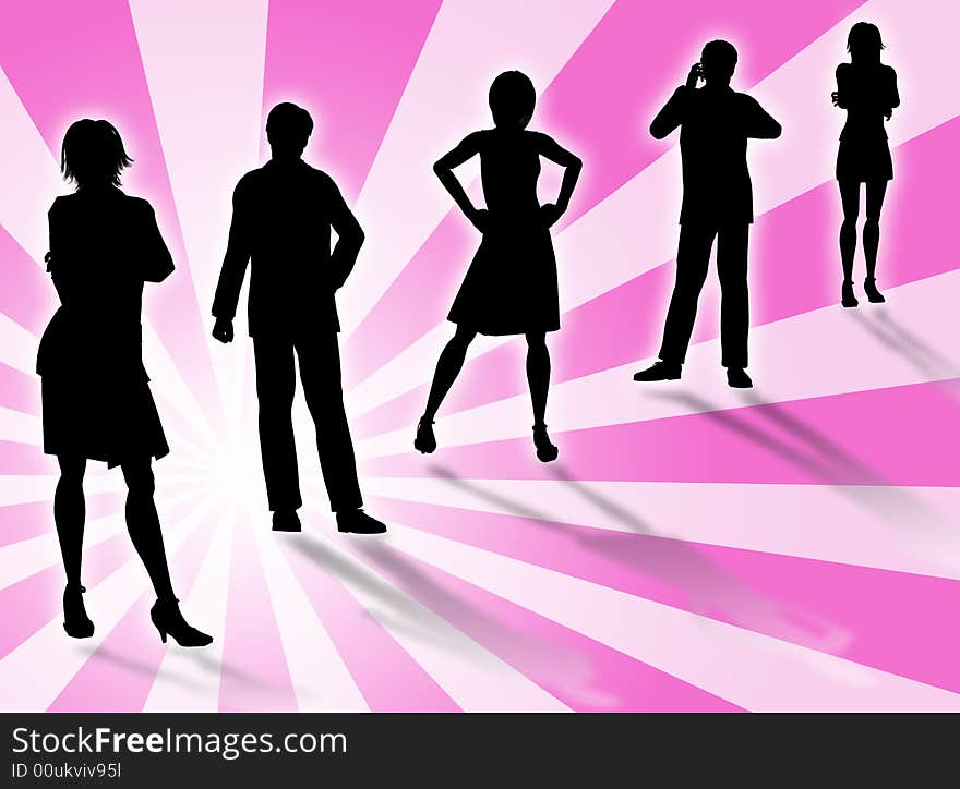 Business people silhouettes in different poses and attitudes. Business people silhouettes in different poses and attitudes