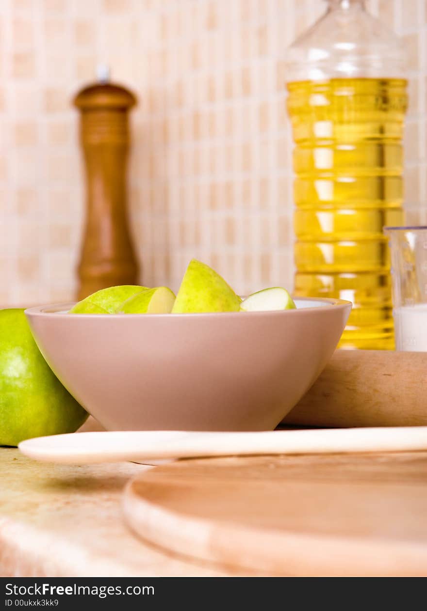 Apple cake prepairing close up