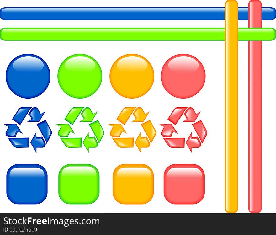 Web buttons in four colour illustration