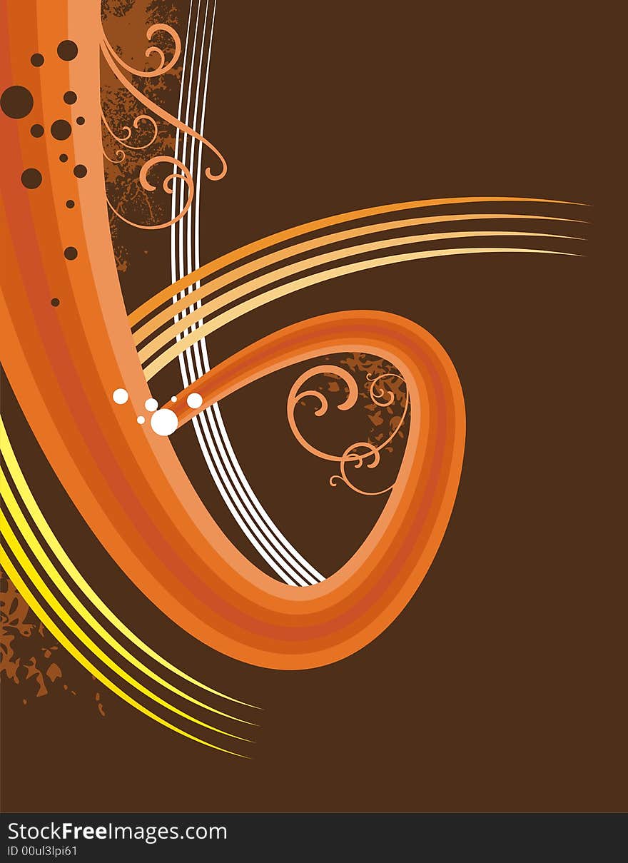 Abstract design with waves and ornamental details in warm colors, vector illustration series. Abstract design with waves and ornamental details in warm colors, vector illustration series.