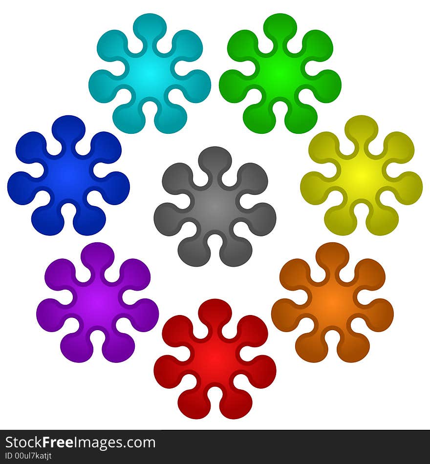 Vector illustration of colorful flower buttons