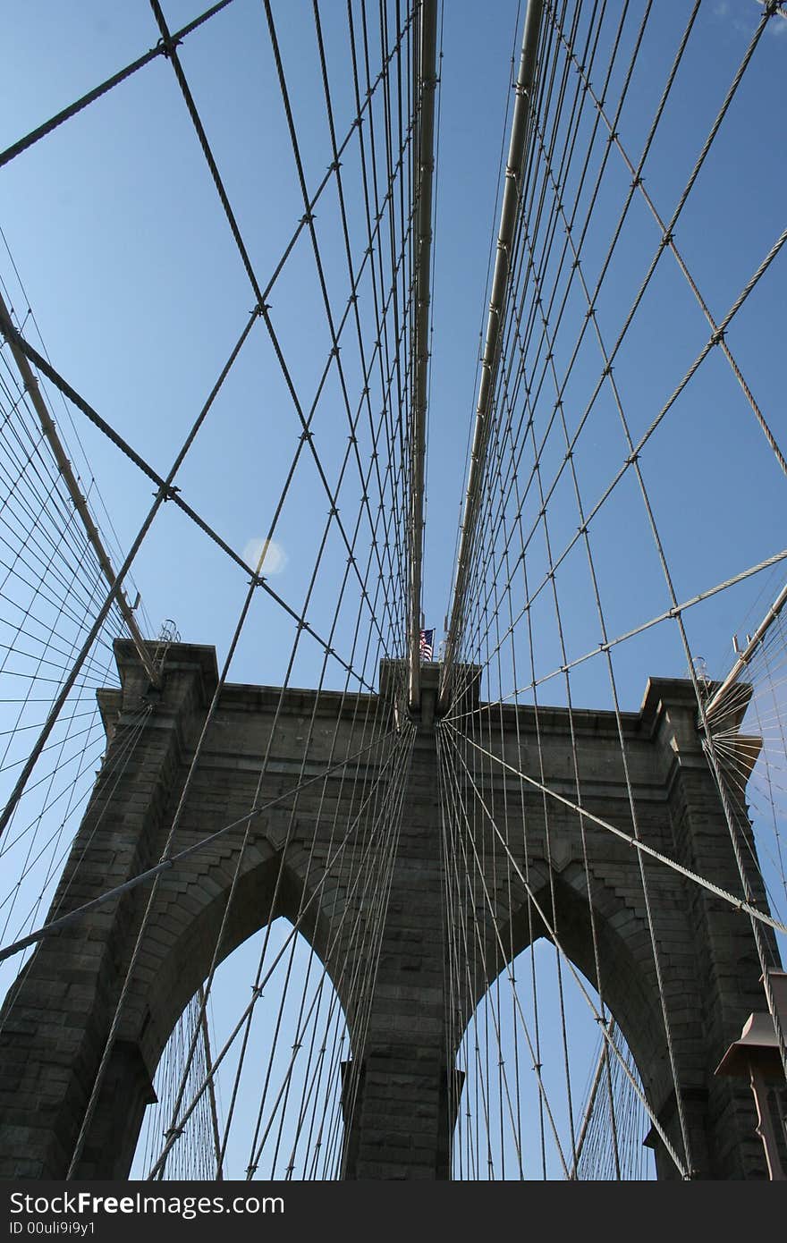 The famous Brooklyn Bridge taken during his crossing. The famous Brooklyn Bridge taken during his crossing