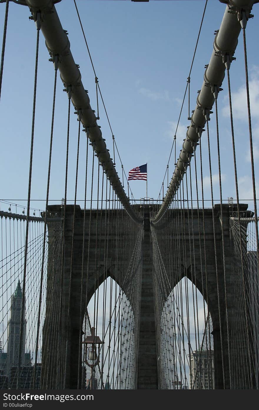 The famous Brooklyn Bridge taken during his crossing. The famous Brooklyn Bridge taken during his crossing