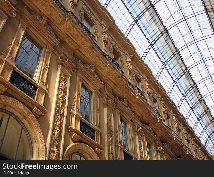 Detail of the Gallery Vittorio Emanuele II in Milan, Italy