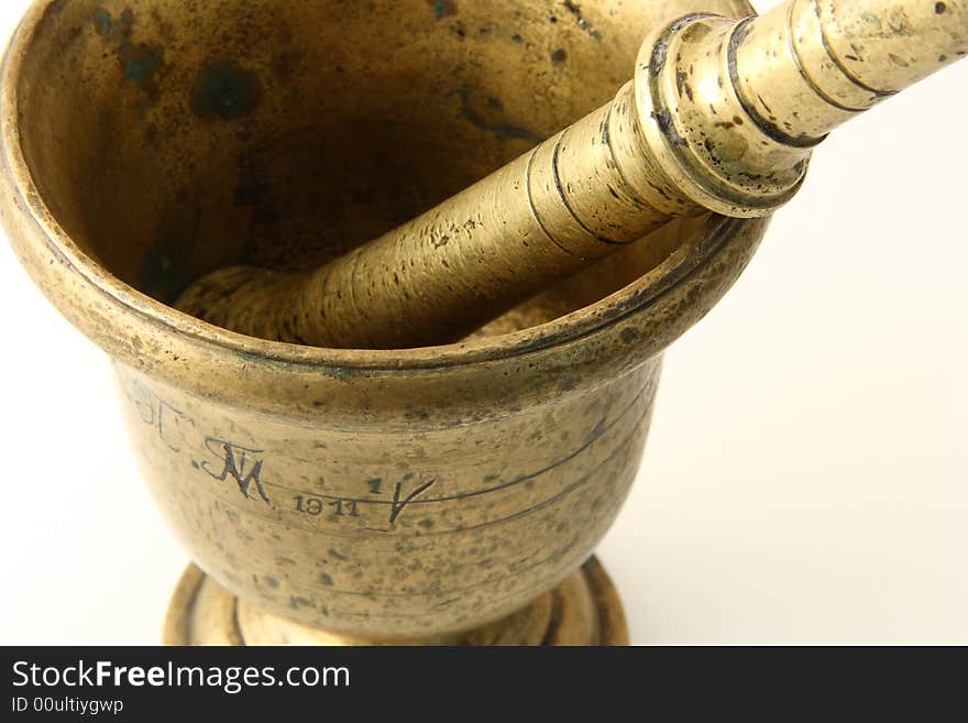 Bronze mortar with pestle