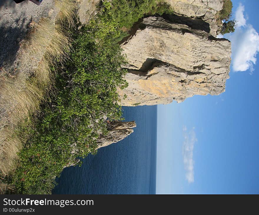 Landscape with rock and sea, recorded in Crimea, Black sea.