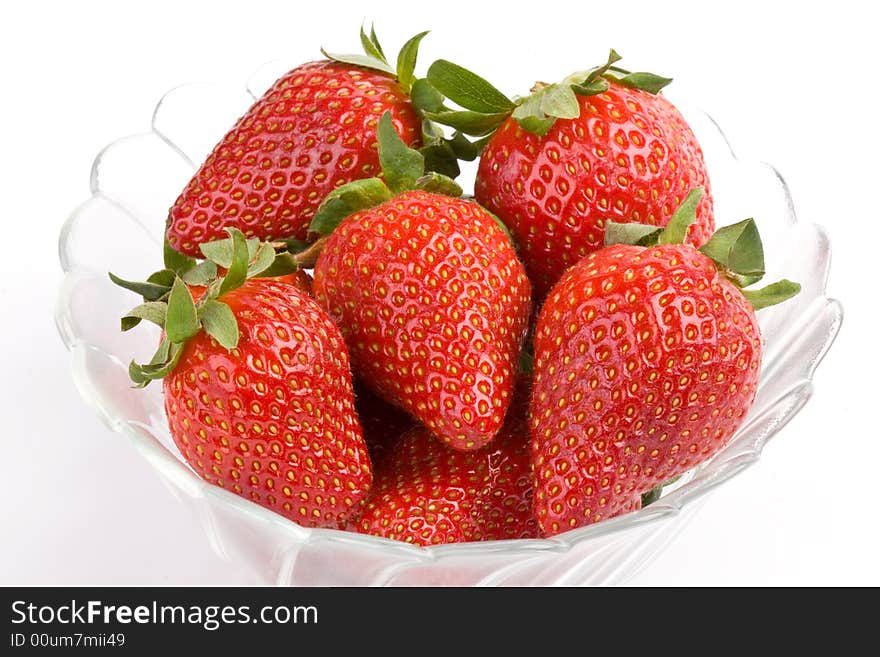 Strawberry in a glass bowl. Strawberry in a glass bowl