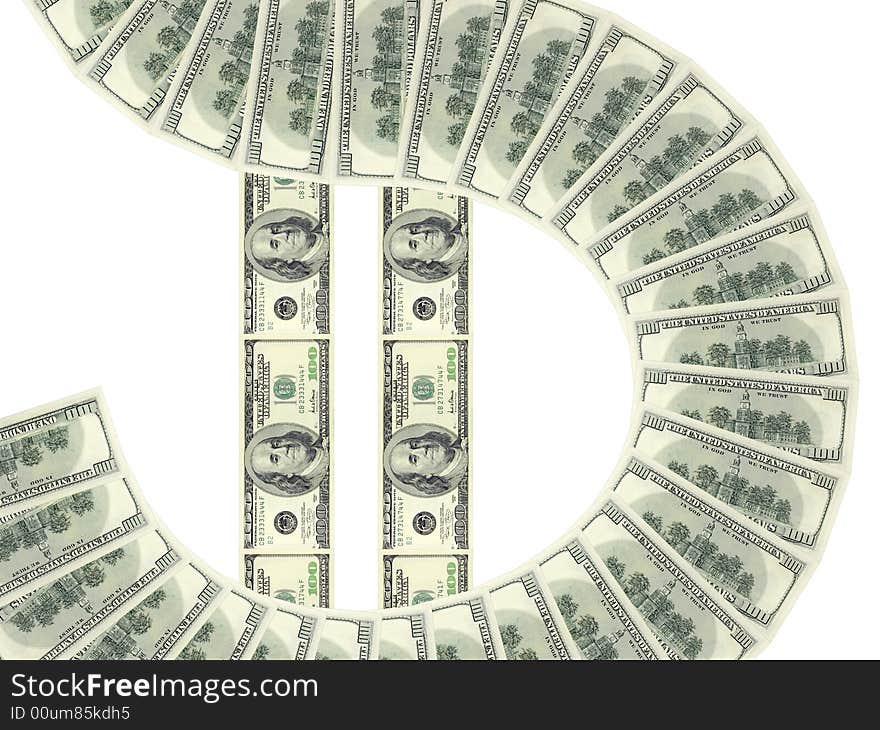 Dollar banknotes on a white background. Dollar banknotes on a white background