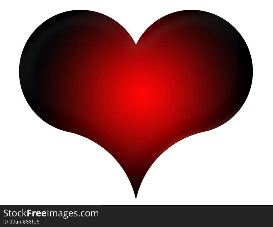 Red-and-black heart on a white background