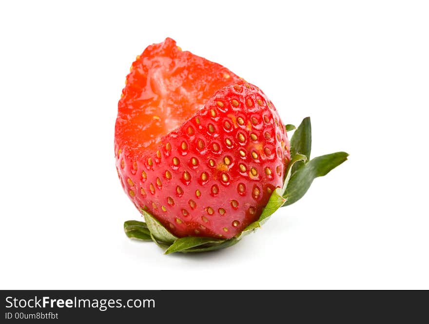 Bitenn strawberry on a white. Bitenn strawberry on a white