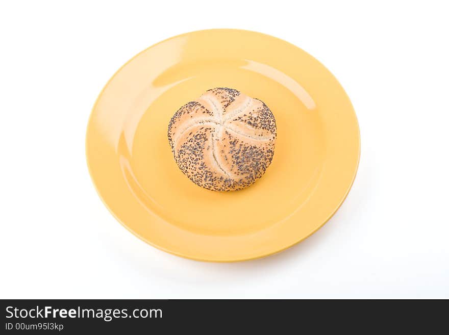 Bread on a yellow  plate. Bread on a yellow  plate