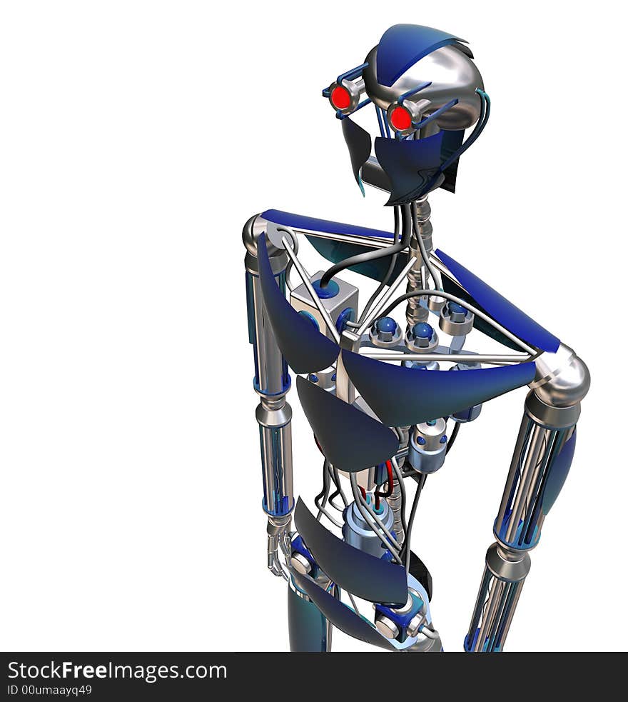 Isolated illustration of blue metal cyborg. Isolated illustration of blue metal cyborg