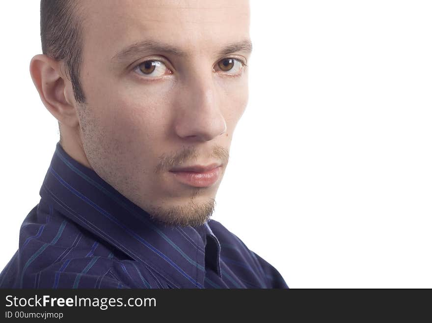 Close up Portret Of Business Man on white background. Studio Shot