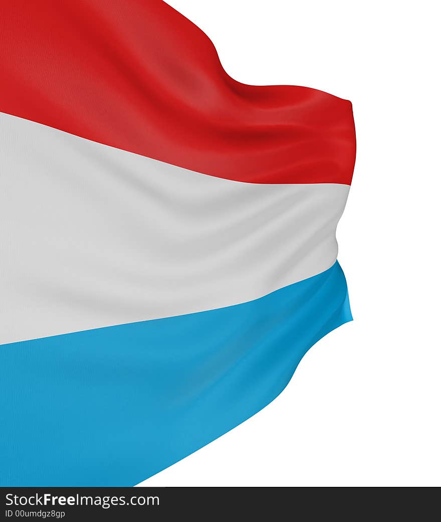 3D Luxembourg flag with fabric surface texture. White background.