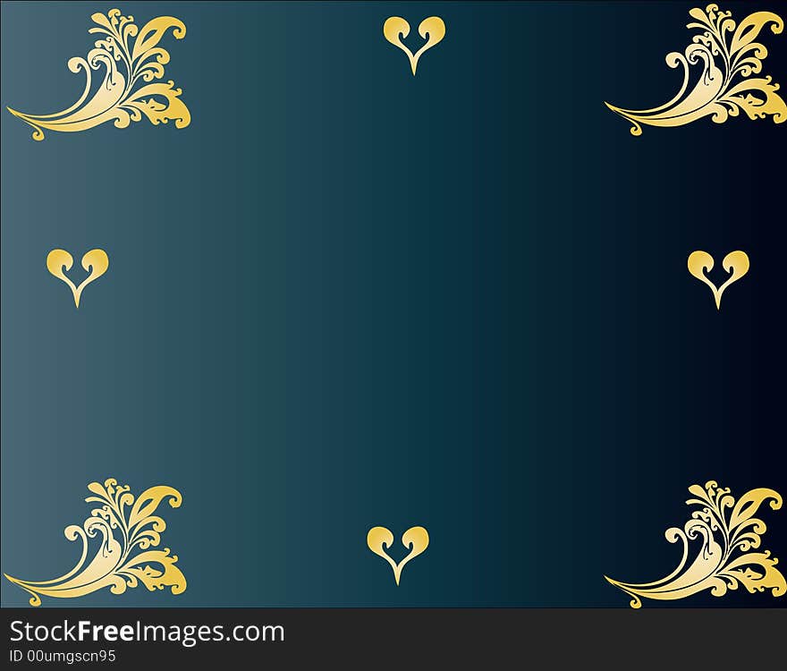 Dark gradient background with golden swils and designs. Dark gradient background with golden swils and designs