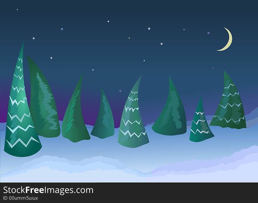 Vector illustration of a winter night