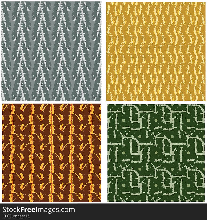 4 different grunge seamless pattern