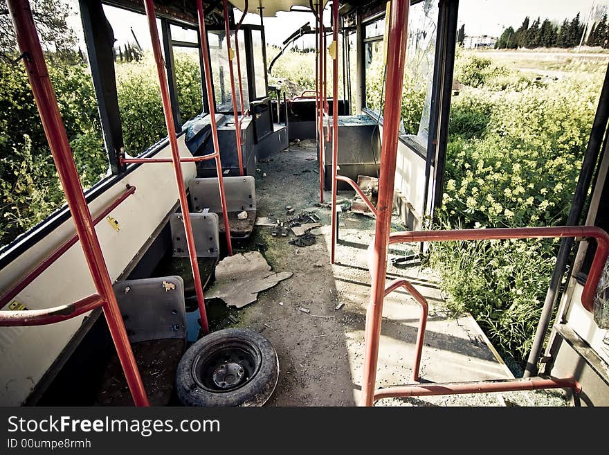 Wrecked bus