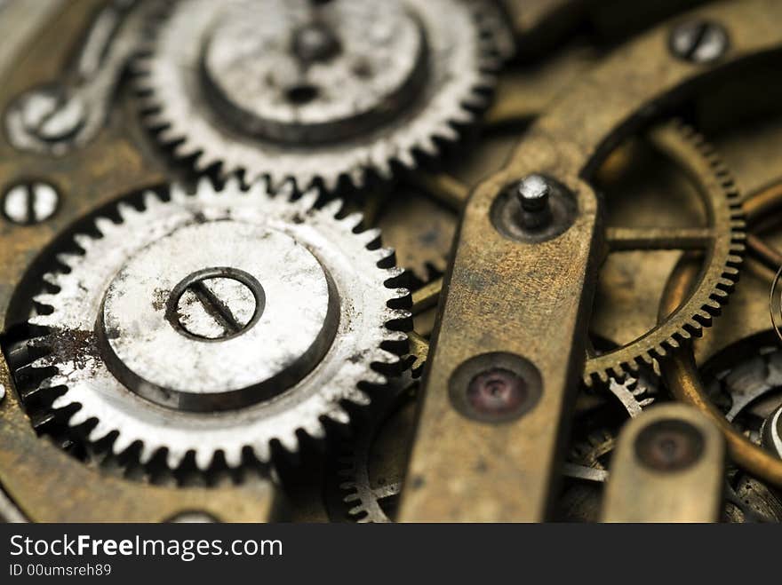 Pocket watch mechanism close up. Pocket watch mechanism close up