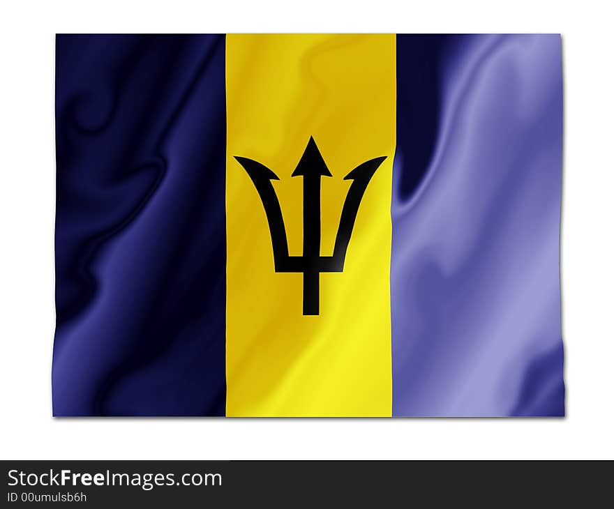 Fluttering image of the Barbados national flag. Fluttering image of the Barbados national flag